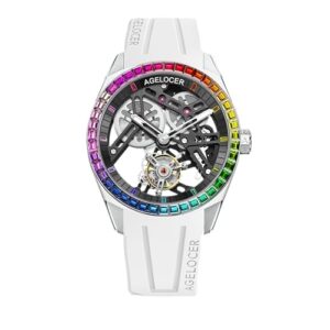 Agelocer Tourbillon Rainbow Bezel Mens Luxury Skeleton Manual Mechanical Watch Birthday Gift For Boyfriend 0