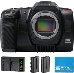 Blackmagic Design Cinema Camera 6k Full Frame Sensor L Mount Power Bundle Cinecam60klfl Includes Two 2 Additional Np F570 Batteries Dual Battery Charger And Solidsignal Microfiber Cloth 0