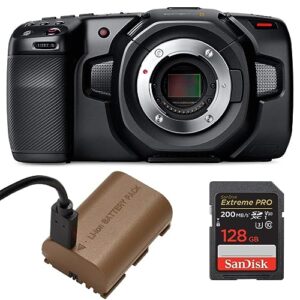 Blackmagic Design Pocket Cinema Camera 4k Bundled With Sandisk 128gb Sdxc Memory Card And Extra Green Extreme Lp E6n Rechargeable Lithium Ion Battery Pack And Usb Charger 0