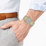 Bulova Mens Crystal Phantom 3 Hand Date Quartz Cushion Shaped Case Watch Pave Crystal Dial 40mm 0 4