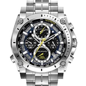 Bulova Mens Icon High Precision Quartz Chronograph Watch Curved Mineral Crystal 300m Water Resistant Continuous Sweeping Secondhand Luminous Markers 0