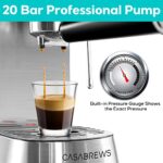 Casabrews Espresso Machine 20 Bar Professional Espresso Maker With Milk Frother Steam Wand Compact Coffee Machine With 34oz Removable Water Tank For Cappuccino Latte Gift For Dad Or Mom 0 0