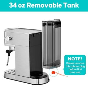 Casabrews Espresso Machine 20 Bar Professional Espresso Maker With Milk Frother Steam Wand Compact Coffee Machine With 34oz Removable Water Tank For Cappuccino Latte Gift For Dad Or Mom 0 2