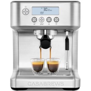Casabrews Espresso Machine With Lcd Display Barista Cappuccino Maker With Milk Frother Steam Wand Professional Latte Coffee Machine With Adjustable Shot Temperature Gifts For Mother Or Father 0