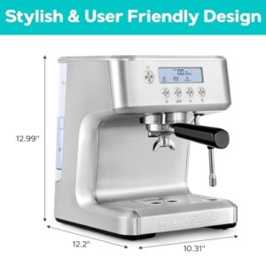 Casabrews Espresso Machine With Lcd Display Barista Cappuccino Maker With Milk Frother Steam Wand Professional Latte Coffee Machine With Adjustable Shot Temperature Gifts For Mother Or Father 0 5