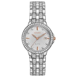 Citizen Ladies Silhouette Crystal Eco Drive Watch 3 Hand Date Stainless Steel 0