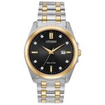 Citizen Mens Classic Peyton 3 Hand Eco Drive Watch Date Sapphire Crystal Diamond Markers 0