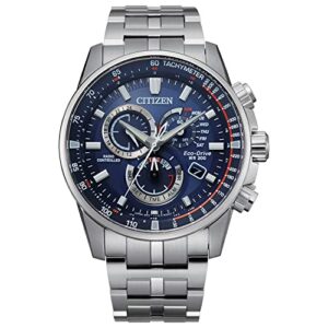 Citizen Mens Eco Drive Sport Luxury Pcat Chronograph Watch In Stainless Steel Blue Dial Model Cb5880 54l 0