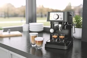 Delonghi Stilosa Manual Espresso Machine Latte Cappuccino Maker 15 Bar Pump Pressure Milk Frother Steam Wand Black Stainless Ec260bk 135 X 807 X 1122 Inches 0 4