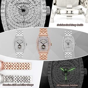 Diamond Wrist Watch For Men Stainless Steel Mechanical Automatic Watch Waterproof Wrist Watch For Women Analog Watch Barrel Shape Watch Luxury Fashion Gift 0 2