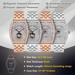 Diamond Wrist Watch For Men Stainless Steel Mechanical Automatic Watch Waterproof Wrist Watch For Women Analog Watch Barrel Shape Watch Luxury Fashion Gift 0 4