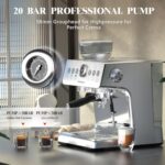 Espresso Machine With Grinder 20 Bar Semi Automatic Espresso Coffee Maker With Milk Frother For Home Barista Commercial Use Coffee Machine For Cappuccinos Or Lattes Gift For Mom Dad 0 2