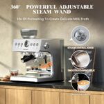 Espresso Machine With Grinder 20 Bar Semi Automatic Espresso Coffee Maker With Milk Frother For Home Barista Commercial Use Coffee Machine For Cappuccinos Or Lattes Gift For Mom Dad 0 4