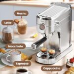 Gevi Espresso Machine 20 Bar Professional Espresso Maker With Milk Frother Steam Wand Compact Espresso Machines For Cappuccino Latte Commercial Espresso Machines Coffee Makers 0 0