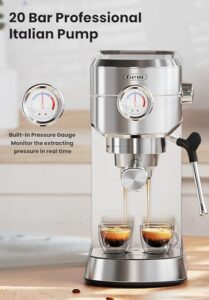 Gevi Espresso Machine 20 Bar Professional Espresso Maker With Milk Frother Steam Wand Compact Espresso Machines For Cappuccino Latte Commercial Espresso Machines Coffee Makers 0 2