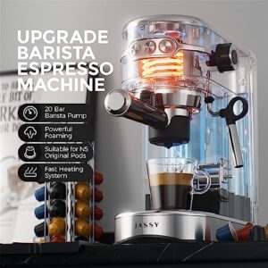 Jassy Espresso Coffee Maker Latte Makers 20 Bar Cappuccino Machine Compatible For Ns Original Capsules With Milk Frother For Espressocappuccinolattemochans Capsules For Home Brewingsilver New 0 0