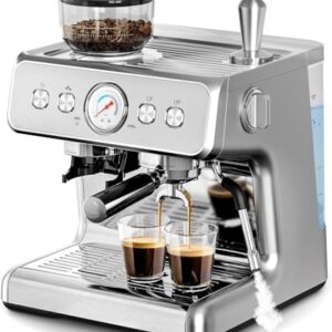 Kismile Espresso Machines With Grinder Professional Coffee And Espresso Maker Combo With Steam Milk Frother Steam Wand Capsule Compatiblelatte Machines With Removable Water Tankstainless Steel 0
