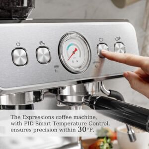 Kismile Espresso Machines With Grinder Professional Coffee And Espresso Maker Combo With Steam Milk Frother Steam Wand Capsule Compatiblelatte Machines With Removable Water Tankstainless Steel 0 4