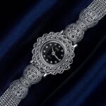 Ladies Women 925 Sterling Silver Bracelet With Marcasite Luxury 925 Silver Vintage Wristwatch 0 0