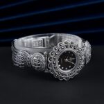Ladies Women 925 Sterling Silver Bracelet With Marcasite Luxury 925 Silver Vintage Wristwatch 0 2