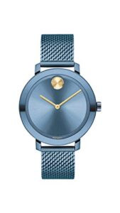 Movado Bold Evolution Womens Swiss Quartz Stainless Steel And Mesh Bracelet Casual Watch Color Blue Model 3600675 Light Blue Ion Plated 0