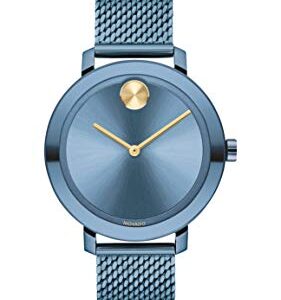 Movado Bold Evolution Womens Swiss Quartz Stainless Steel And Mesh Bracelet Casual Watch Color Blue Model 3600675 Light Blue Ion Plated 0