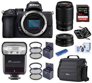 Nikon Z 50 Dx Format Mirrorless Camera Body With Nikkor 16 50mm F35 63 And 50 250mm F45 63 Vr Lens Flash Bundle With Flashpoint Ttl Flash Case 64gb Sd Card Filter Kits And Accessories 0