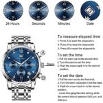 Olevs Mens Stainless Steel Chronograph Watch Big Face Gold Silver Black Tone Easy To Read Analog Quartz Watch Luxury Waterproof Date Diamond Roman Arabic Numerals Dial Dress Watch For Men 0 4