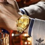 Oupinke Mens Automatic Watches Diamond Luxury Dress Self Winding Mechanical Waterproof Tungsten Steel Dual Date Wrist Watch 0 0