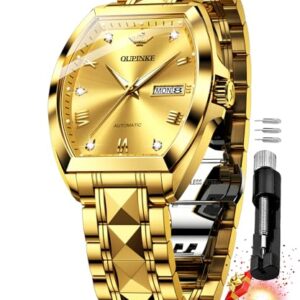 Oupinke Mens Automatic Watches Diamond Luxury Dress Self Winding Mechanical Waterproof Tungsten Steel Dual Date Wrist Watch 0