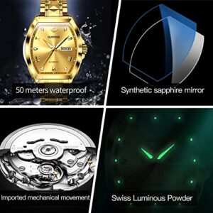 Oupinke Mens Automatic Watches Diamond Luxury Dress Self Winding Mechanical Waterproof Tungsten Steel Dual Date Wrist Watch 0 4