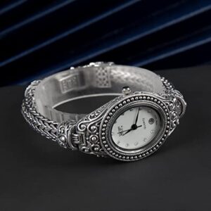 Solid 925 Silver Wheat Chain Womens Watch 925 Sterling Silver Thailand Vintage Style Ellipse Japan Movement Quartz Ladies Wristwatch Fine Jewelry 0 2