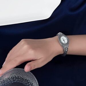 Solid 925 Silver Wheat Chain Womens Watch 925 Sterling Silver Thailand Vintage Style Ellipse Japan Movement Quartz Ladies Wristwatch Fine Jewelry 0 3