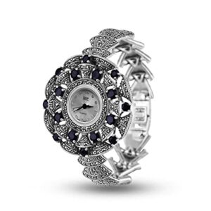 Watches For Women 925 Sterling Silver Watch With Marcasite Thai Silver Flower Womens Wrist Watch Fit Bitwatches For Women Wristwatch 0