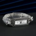 Women Wrist Watches Leopard Pave Marcasite Black 925 Silver Vintage Bracelet 0 1