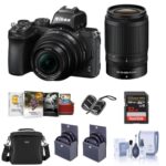 Z50 Dx Format Mirrorless Camera With Nikkor Z Dx 16 50mm F35 63 Vr Z Dx 50 250mm F45 63 Vr Lenses Bundle With Camera Case 32gb Sdhc U3 Card 62 46mm Filter Kits Pc Software More 0